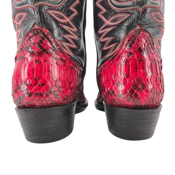 Vintage Mens size 11.5D Red Python Exotic Snakeskin Leather Cowboy Western Boots - Picture 12 of 16